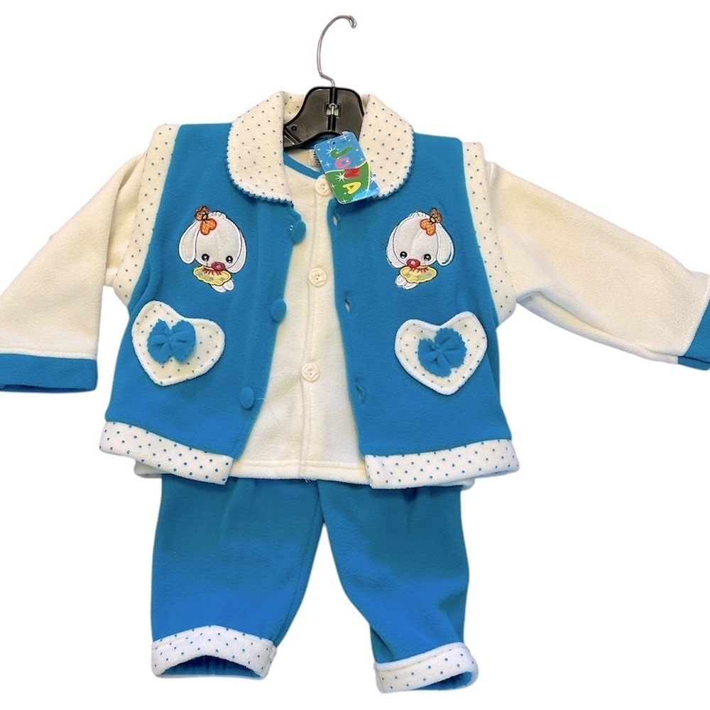 NWT JONA Fleece 3 Piece set, Pants, Vest, Shirt/Cardigan Size 24 months